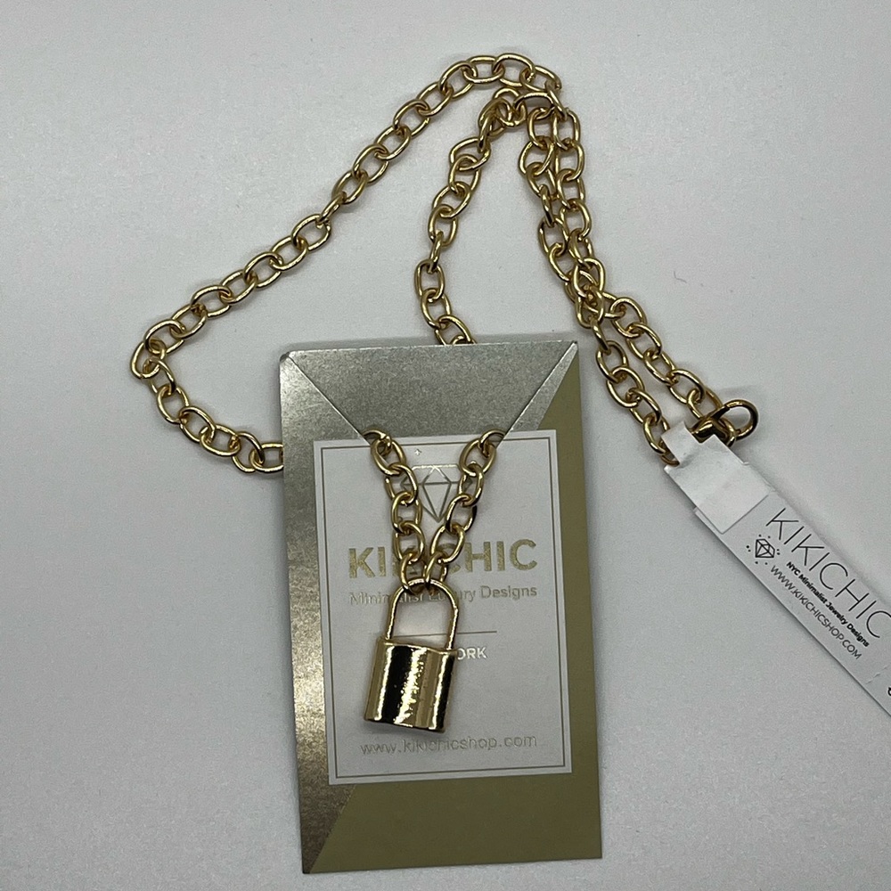 Kikichic Padlock Chain Necklace 17 in Gold